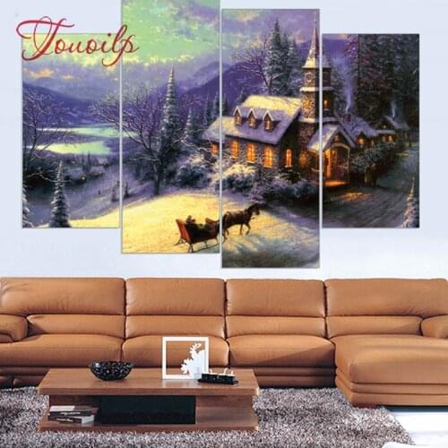 4 pcs/set,Diamond Embroidery,Scenic,House,horse,5D,Diamond Painting,Cross Stitch,3D,Diamond Mosaic,Decoration,Christmas gifts