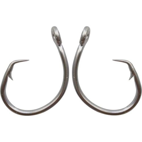 40pcs 39960 Stainless Steel Fishing Hooks White Thick Tuna Circle Bait Fishing Hook Size 8/0 9/0 10/0 11/0 12/0 13/0 14/0 15/0
