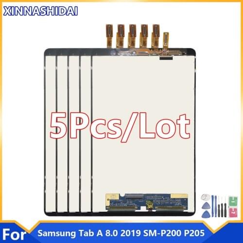 5PCS/LOT For Samsung Galaxy Tab A 8.0 2019 SM-P200 SM-P205 P205 P200 LCD Display Touch Screen Digitizer Glass Panel Assembly