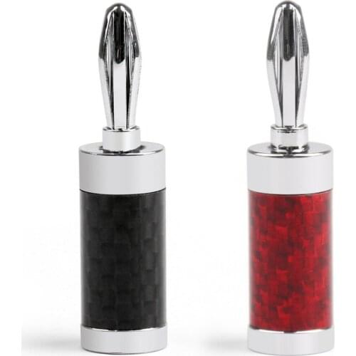 Areyourshop Audio Connector HIFI Rhodium Plated Carbon Fiber Speaker Cable Banana Terminal PLUG Conn