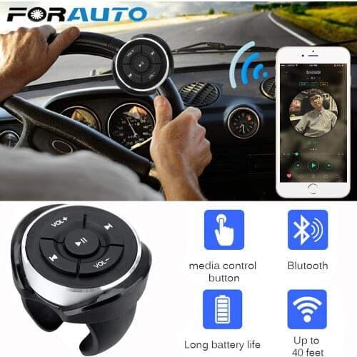 Wireless Bluetooth Media Button Remote Controller Car Motorcycle Bike Steering Wheel MP3 Music Play For IOS Android Phone Tablet