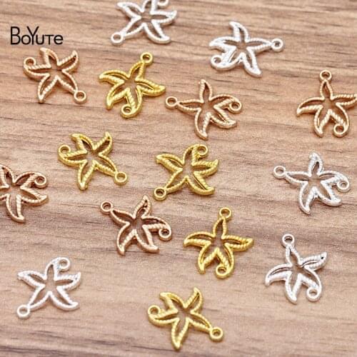 BoYuTe (100 Pieces/Lot) 18*16MM Metal Alloy Starfish Connector Charms DIY Hand Made Jewelry Accessories Parts