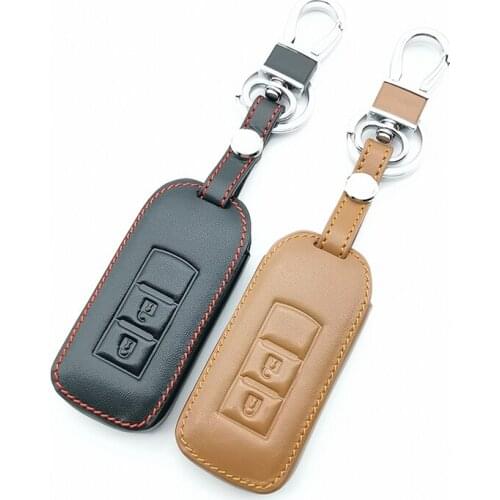 Soft Leather Key Fob Case Cover Skin Set for Mitsubishi Outlander ASX RVR AXR Native Pajero Shogun Montero Lancer Protect Cover