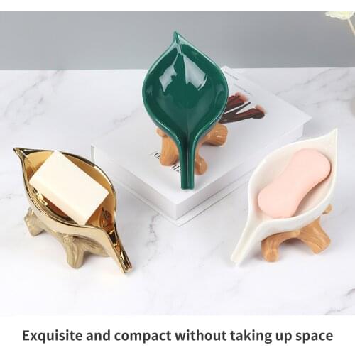 Bathroom Soap Holder Leaf Shape Soap Box Kitchen Dish Storage Box Stable Drain Soap Storage Case Container Bathroom Supplies