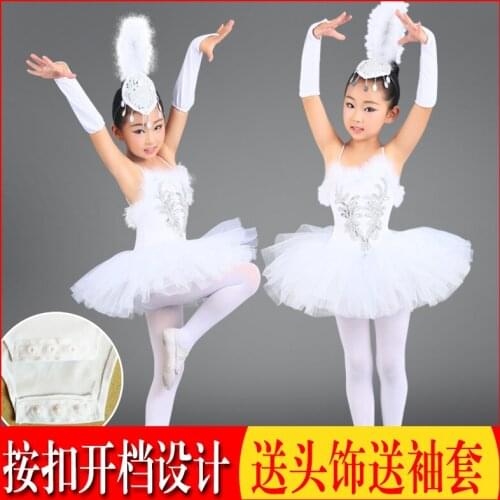 Childrens Tutu Skirt Girls Slings Little Swan Dance Costumes White Performance Tutu