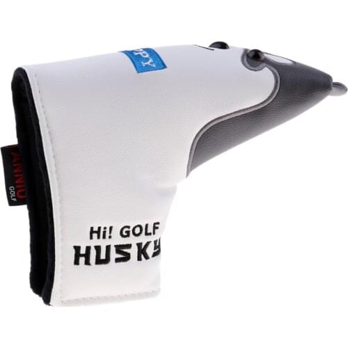 Golf Mallet Putter Head Cover Dog Pattern Magnetic Protector Closure L Shape