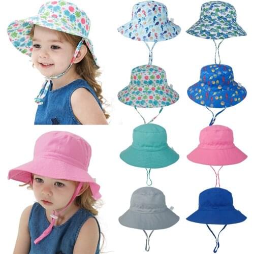 Cute Sun Hat with Adjustable Chin Strap for 0-8 years Baby Casual Outdoor Beach Hat Soft Breathable Fabric Kids Fisherman Hat