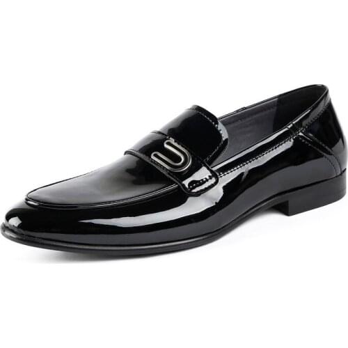 Fashion Mens Loafers Casual Shoes Patent Leather Dress Shoes Male Formal Wedding Shoes