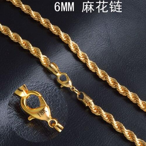 Mens Jewelry 6mm 20ft 50cm 18 K Stamp Gold Necklace Chunky Big Awkward Cuba Link Cool Chain Gold Necklace