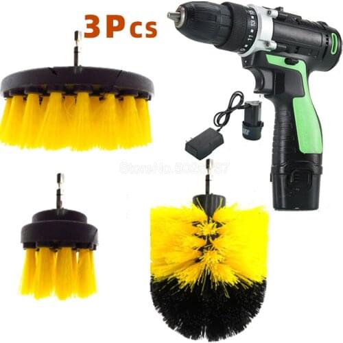 3PCS Power Scrubber Drill Brush Kit Electric Cleaning With Extension For Car Grout Tiles Bathroom Kitchen Auto Shower