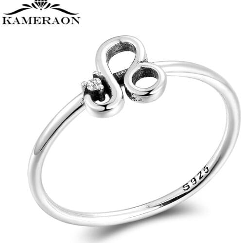 Real 925 Silver 12 Star Signs Finger Rings Leo Twelve Constellation Gift To Girlfriend Vintage Jewelry Letter Ring 2021 Trendy