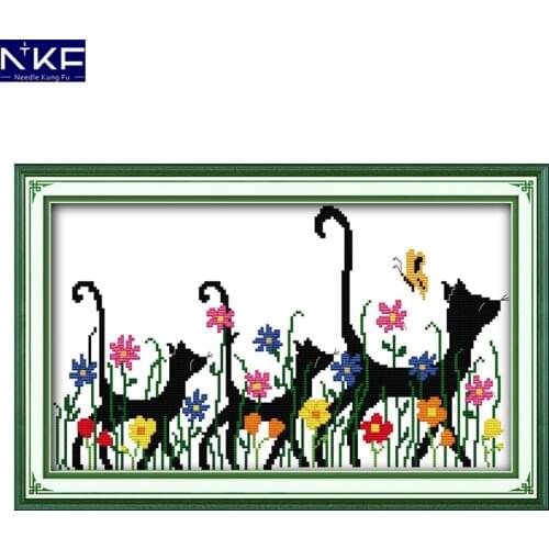 NKF Mother and Sons Travel Together Cross Stitch 11CT 14CT Handmade Crafts Chinese Cross Stitch Embroidery Set for Home Decor