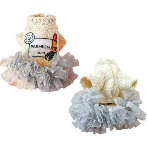 Pet Dog Autumn Winter Dresses Warm Pet Wedding Princess Dress For Dogs Chihuahau Pet Puppy Cat Skirt Pet Overalls Apparel