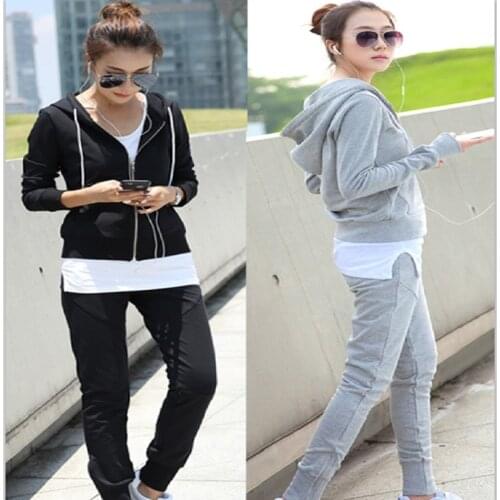 Autumn and winter new Fashion women suit womens tracksuits casual set with a hood fleece sweatshirt three pieces set