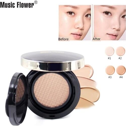 Music Flower Brand New Matte Moisturizer Cushion BB Cream Palette Natural Face Base Concealer Pores Bronzer Contour