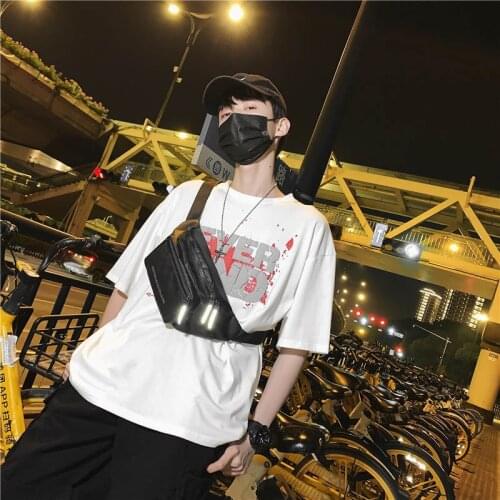 Reflective Stripe Chest Bag Unisex Trend Waist Pack Adjustable Sports Belt Phone Pouch Travel Crossbody Bags Men Hip Fanny Pack