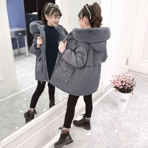 New Casual Girl Down Outerwear 2021 Winter Plus Thick Parkas Warm Clothes For 4 6 8 10 12 Years 2 Colors Baby Girl Winter Coat