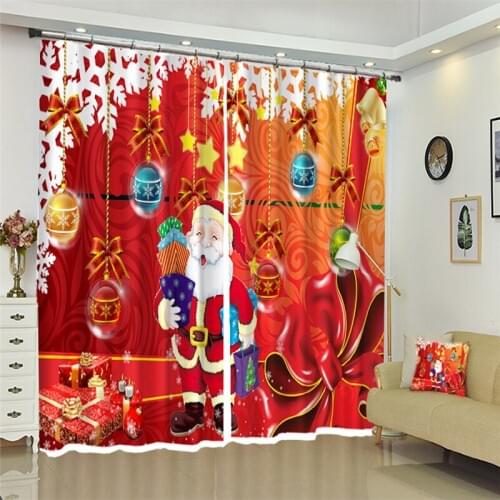 Christmas snowflake gift Green tree 3D Window Curtain Blackout living room office Bedroom Cortina Drapes Rideaux Cortina