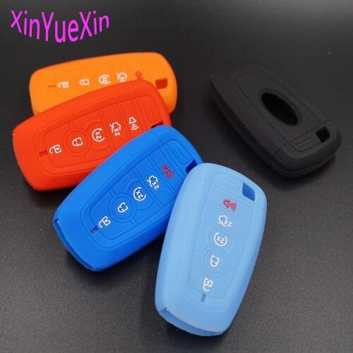 Xinyuexin Silicone Car Key Cover FOB Case For ford 2017 mondeo edge Explorer Taurus Flex Escape Mustang Key Case Car-stying