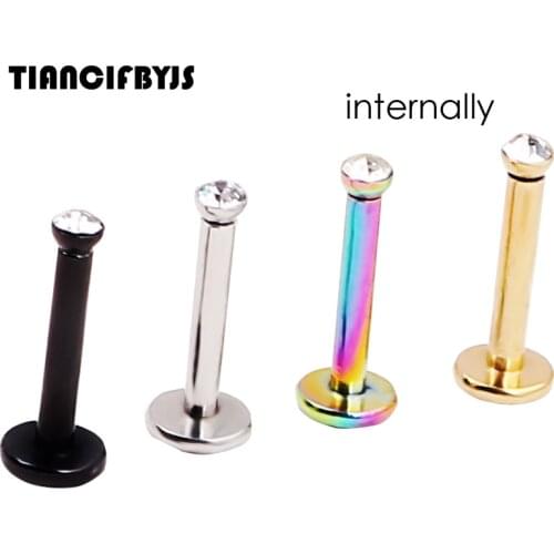 Internally Threaded Plated Titanium Labret 16g(1.2mm) Lip Studs Body Piercing Jewelry 80pcs 10 tragus ear Helix