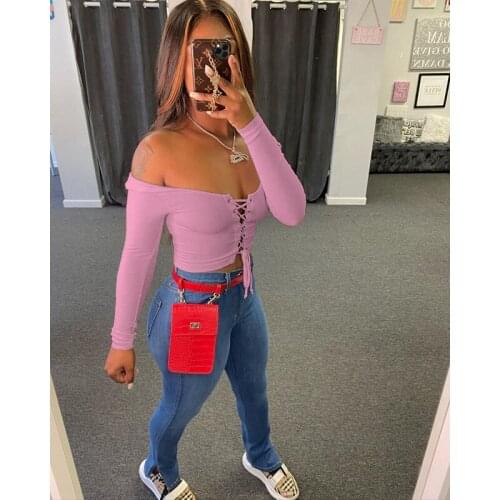 Women Clothing Autumn Winter Fashion Thread Solid Long-sleeve T-shirt Crop Top Lovely Streetwear Y2k Clothes Wholesale Items