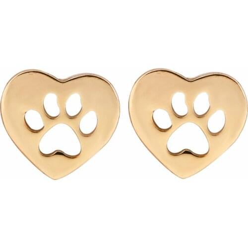 10pairs Heart Shaped Animal Dog Paw Print Earrings Women Statement Stud Earrings pendientes boucle d'oreille