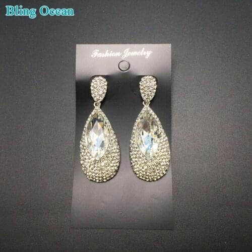 Hot Sale teardrop crystal Rhinestone Drop earrings Full Crystal Big Stone Palace Earrings Jewelry