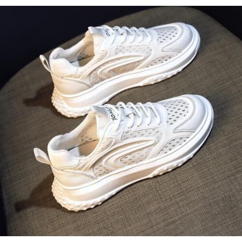 2021 new summer thin sports and leisure shoes mesh breathable small white shoes womens thick soles