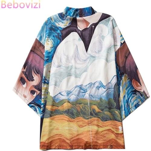 M-XXL Fashion Cartoon Anime Asian Streetwear Cardigan Women Men Harajuku Haori Japanese Kimono Cosplay Blouse Yukata Clothes