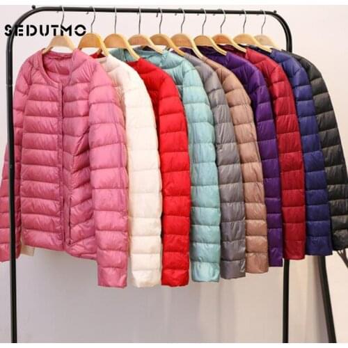 SEDUTMO Winter Plus Size 3XL Duck Down Jacket Women Slim Ultra Light Thin Coat Autumn Short Casual Puffer Jacket ED1095