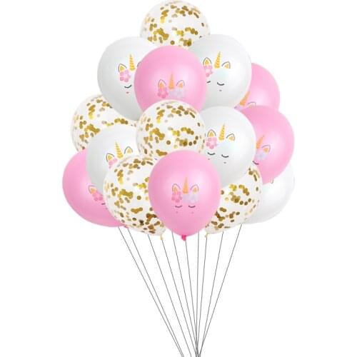 1set 12inch Unicorn Balloon Pink White Confetti Latex Baloon Unicorn Theme Baby Showerr Kids Birthday Party Decoration Supplies