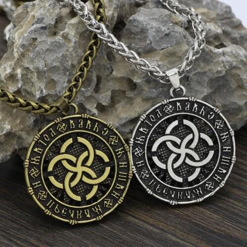 10 pcs Men Amulet Sun Sun Wheel Talisman Pendant Necklace Metal Chain Double Side