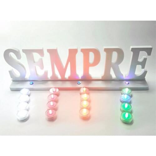 12x45cm LED Luminous Artificial wood wooden white letter "SEMPRE" of birthday party bridal gift used for home wedding decoration