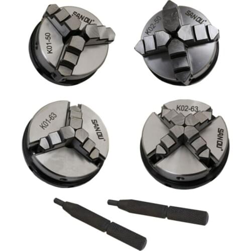 3jaws 4 Jaws Wood Lathe Chuck Clamp Accessory 50mm 65mm Self-center Chuck Set Connecting Rod