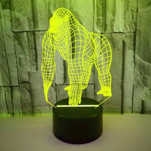 3D LED Night Light Gorilla with 7 Colors Light for Home Decoration Lamp Amazing Visualization Optical Illusion Awesome