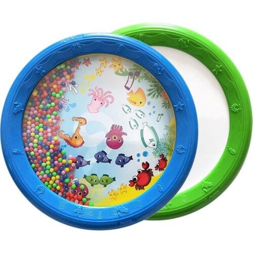 8inch Marine Animal Tambourine Ocean Wave Beads Drum Musical Education Kids Toy Ocean Wave Sound with Beads Educational Toy