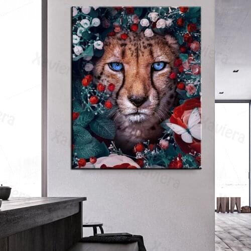 Abstract Color Graffiti Animal Art Poster Tiger Leopard Flower Print Canvas Painting Modern Living Room Home Decoration Picture