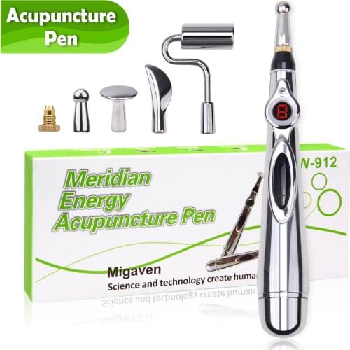 Acupuncture Pen Electronic Acupuncture Meridian Therapy Machine Energy Pens Massager Relief Pain Tools Set with 5 Massage Heads
