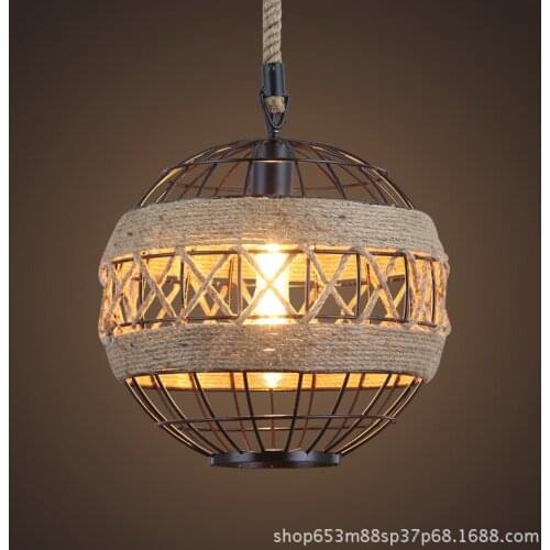 American country hemp rope lamp retro iron bird lamp creative bar restaurant pendant lights lamp dining room droplight LB12263