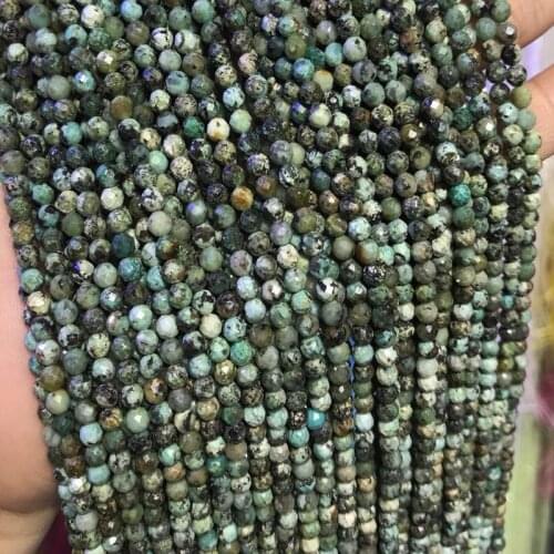 3mm 4mm Faceted Natural African Turquoises Stone Beads Round Loose Stone Small Beads For DIY Jewelry Making Bracelet Strand 15
