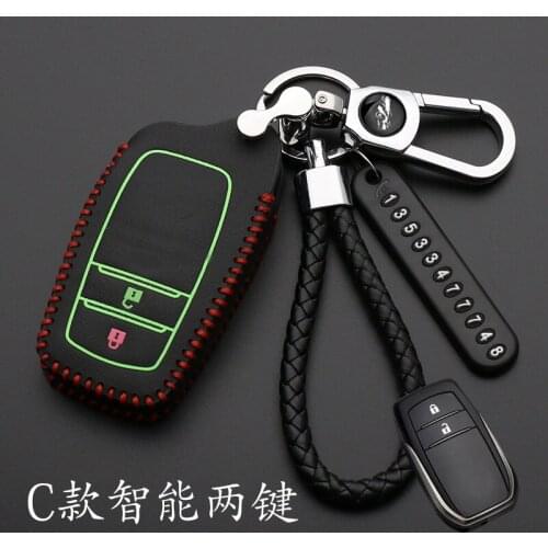 Black Leather Car Smart Key Cover Case For Toyota Camry Coralla Crown RAV4 Highlander 2015 2 Button Remote Key Protective Shell