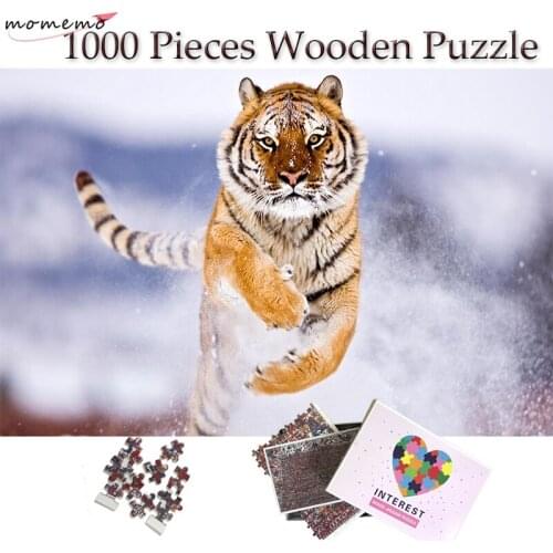 MOMEMO Tiger Wooden 1000 Pieces Jigsaw Puzzles Animal Puzzle 1000 Pieces Adult Puzzle Toys Jigsaw Puzzles for Teenagers Kids Toy