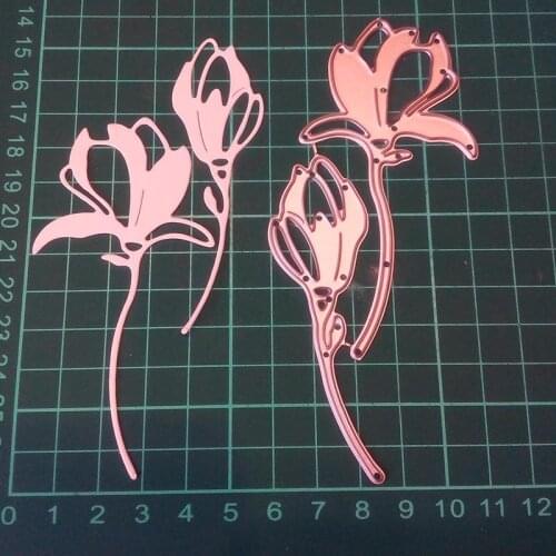 Two Magnolias Flowers Metal Cutting Dies for DIY Scrapbooking Embossing Paper Cards Making Crafts Supplies Newest 2019 Diecuts