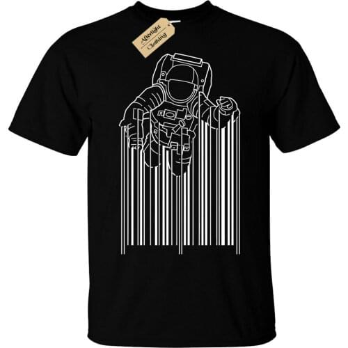 Astro Code T-Shirt Mens astronaut bar code space