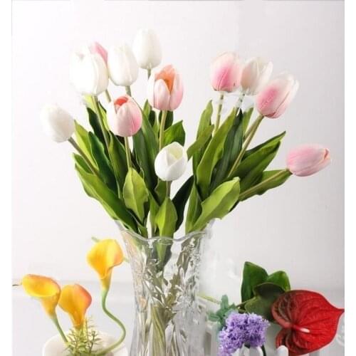 Real touch tulip PU artificial flower,christmas home decoration,wedding party floral arrangement ornament bouquet ,Free shipping