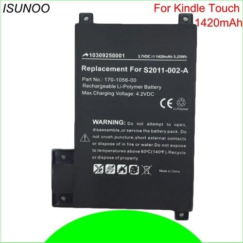 ISUN 5pcs/lot polymer lithium battery 1420mah for amazon kindle touch S2011-002-A DR-A014 Battery Replacement