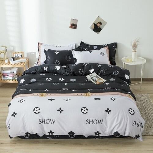 4pcs Bedding Set Soft Hand Feeling Duvet Cover Bed Sheet Pillowcase King Queen Size Sanding Quilt Cover Flat Sheet Bed Set