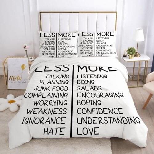 3D Bedding Set Duvet Cover Sets Quilt Covers Comforter Cases Bed Linen King Queen Full Twin Single Size Letter Design Bedclothes
