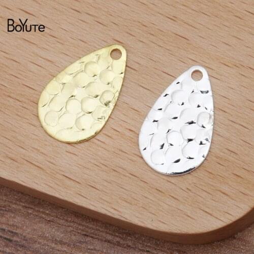 BoYuTe (200 Pieces/Lot) Metal Brass Stamping 16*10MM Water Drop Charms Diy Hand Made Jewelry Accessories Wholesale