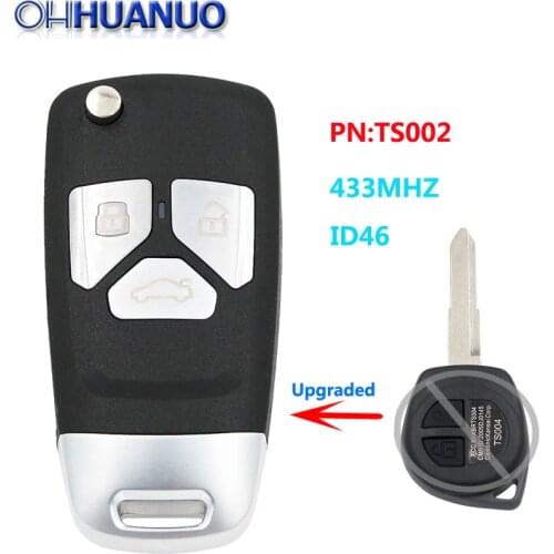 Upgraded 3 Button Flip Remote Key Fob ASK 433.92MHz ID46 For Suzuki Swift SX4 From 2008 To New PN:TS002